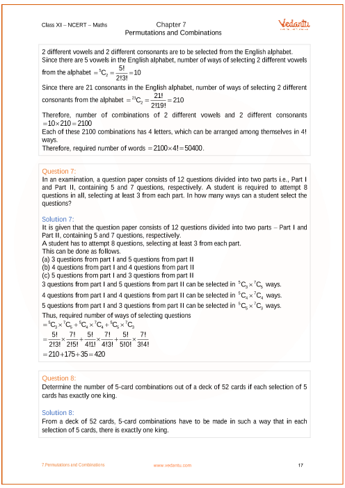 permutations and combinations