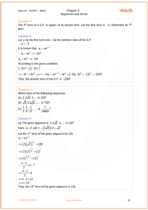 ncert solutions for class 11 maths chapter 9 sequences and series sequences and series