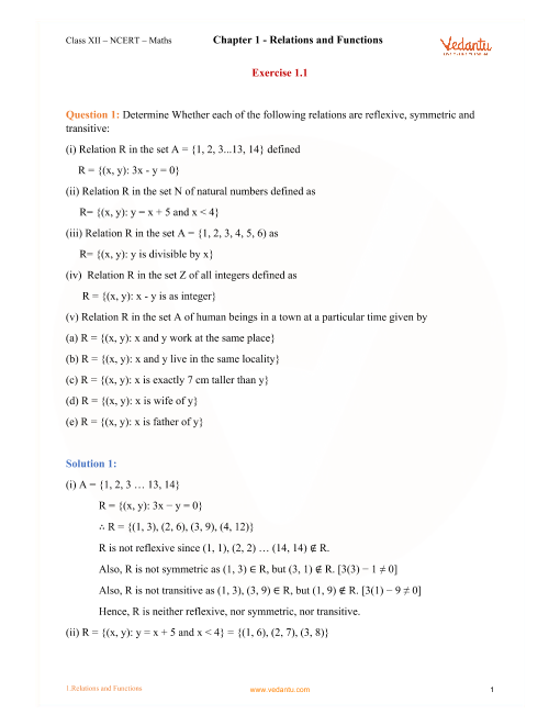 ncert solutions for class 12 maths chapter 1 relations and functions