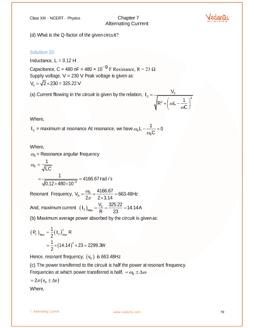 ncert solutions for class 12 physics chapter 7 alternating current