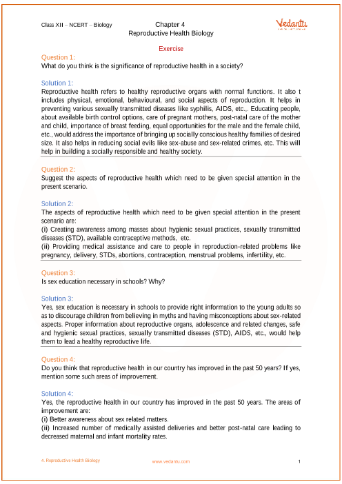 ncert solutions for class 12 biology chapter 4 reproductive health