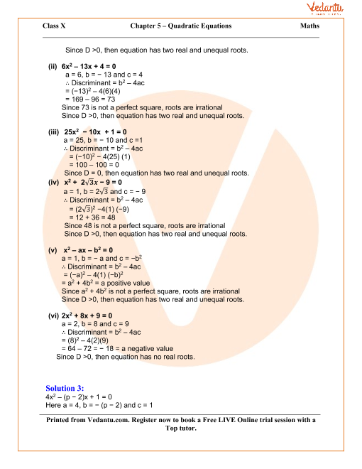 quadratic equations solutions for icse board class 10 mathematics