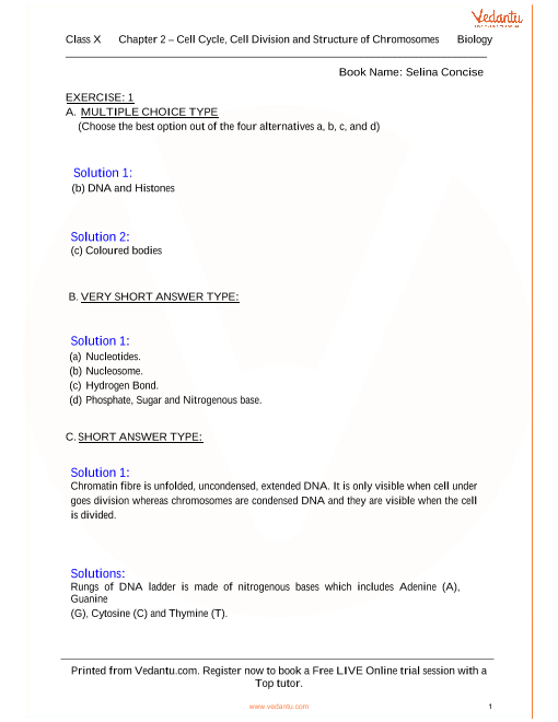 structure of chromosomes cell cycle and division solutions for icse