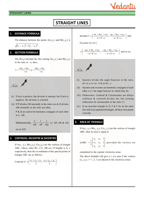 class 11 maths revision notes for chapter 10 straight lines straight notes